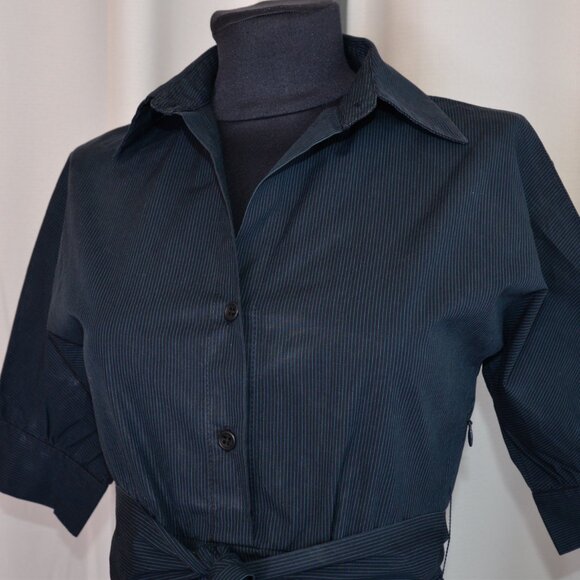 Theory Navy Pinstripe Shirt Dress Sz 2 - Picture 8 of 9